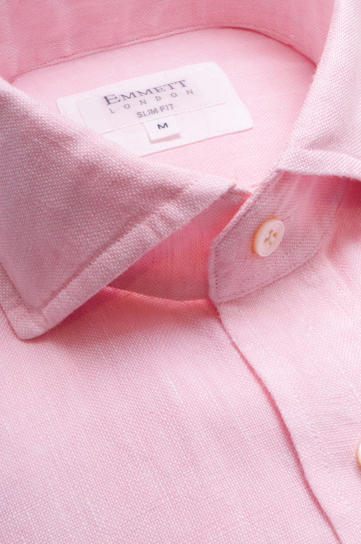 Pink Textured Linen Shirt