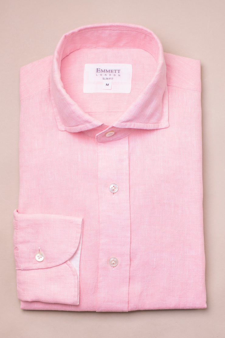 Pink Textured Linen Shirt