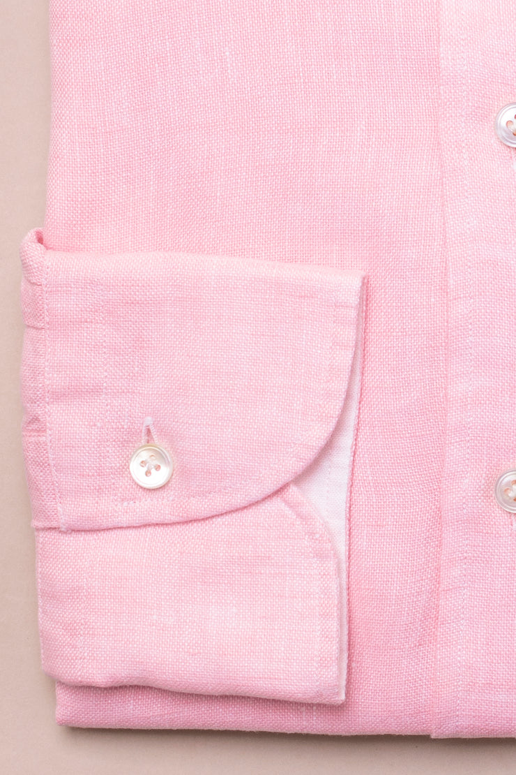 Pink Textured Linen Shirt