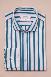 Wide Green Poplin Striped Shirt
