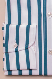 Wide Green Poplin Striped Shirt