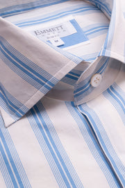 Soft Blue And White Mixed Striped Shirt