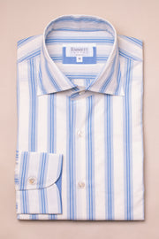 Soft Blue And White Mixed Striped Shirt
