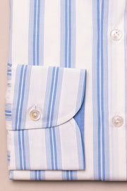 Soft Blue And White Mixed Striped Shirt
