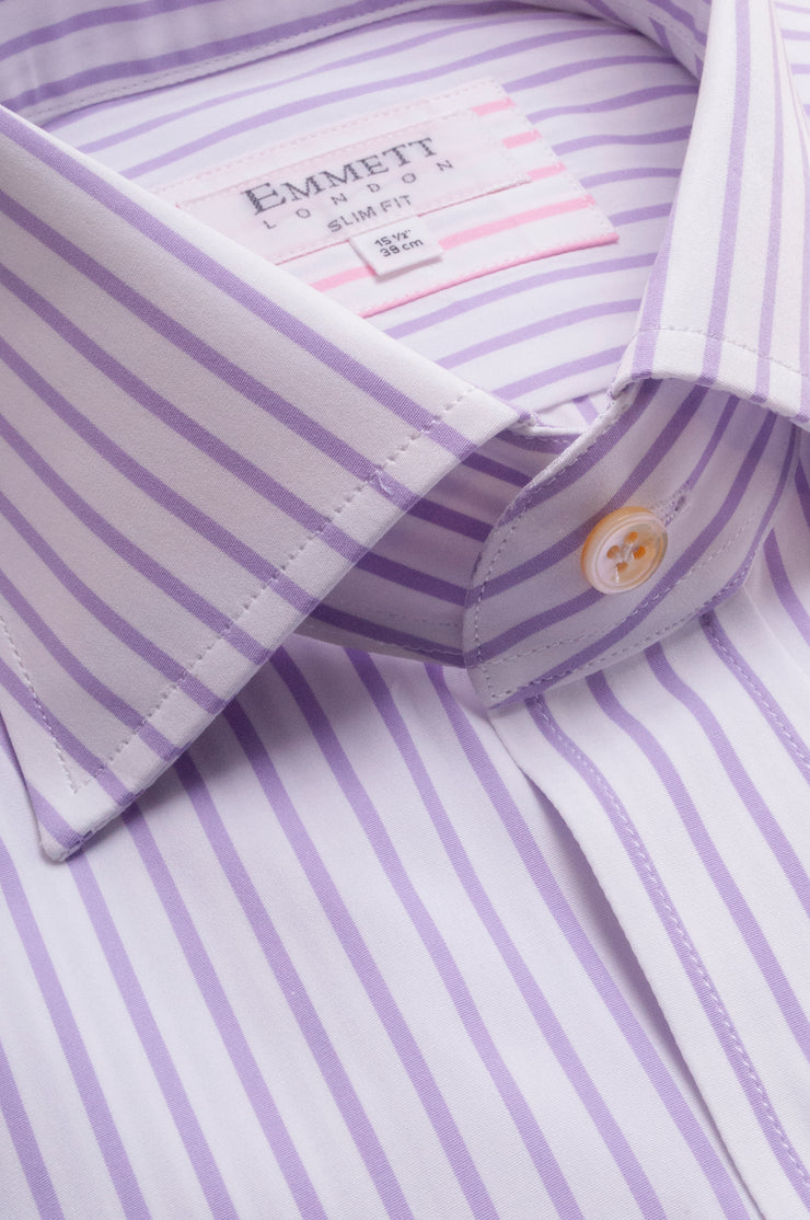 Thin Lilac And White Striped Shirt