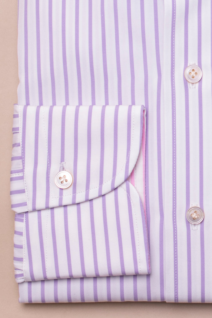 Thin Lilac And White Striped Shirt