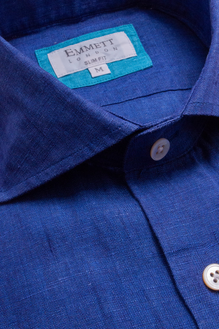 Royal Blue Linen Shirt