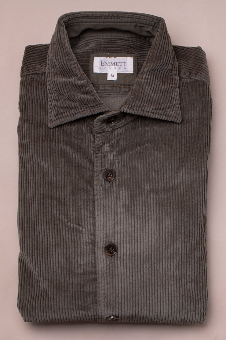 Dark Green Wide Cord Shirt