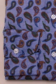 Blue Paisley Brushed Cotton Shirt