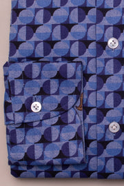 Blue Herringbone Design Brushed Cotton Shirt