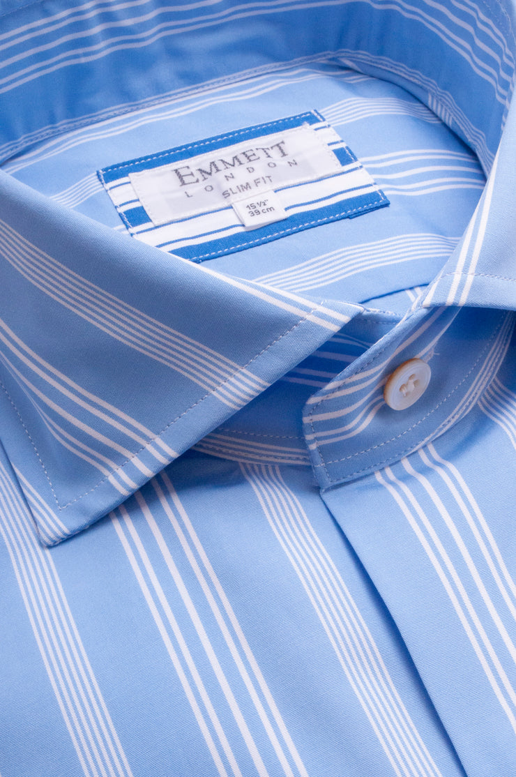 Mixed White On Blue Striped Shirt