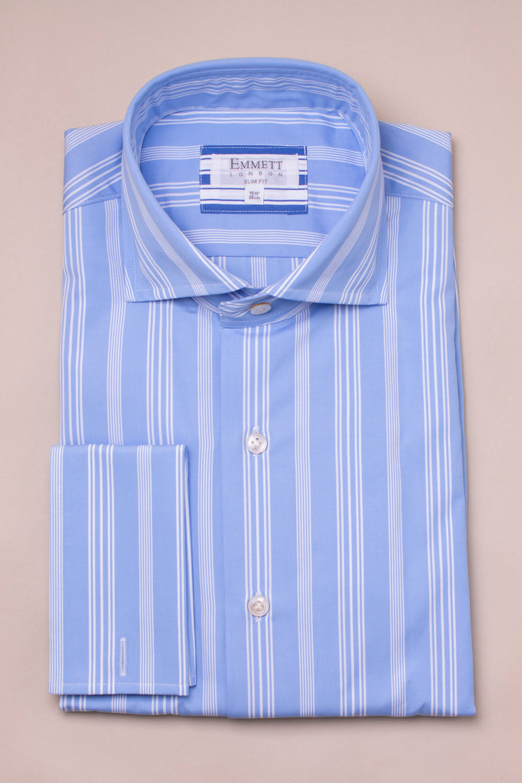 Mixed White On Blue Striped Shirt