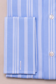 Mixed White On Blue Striped Shirt