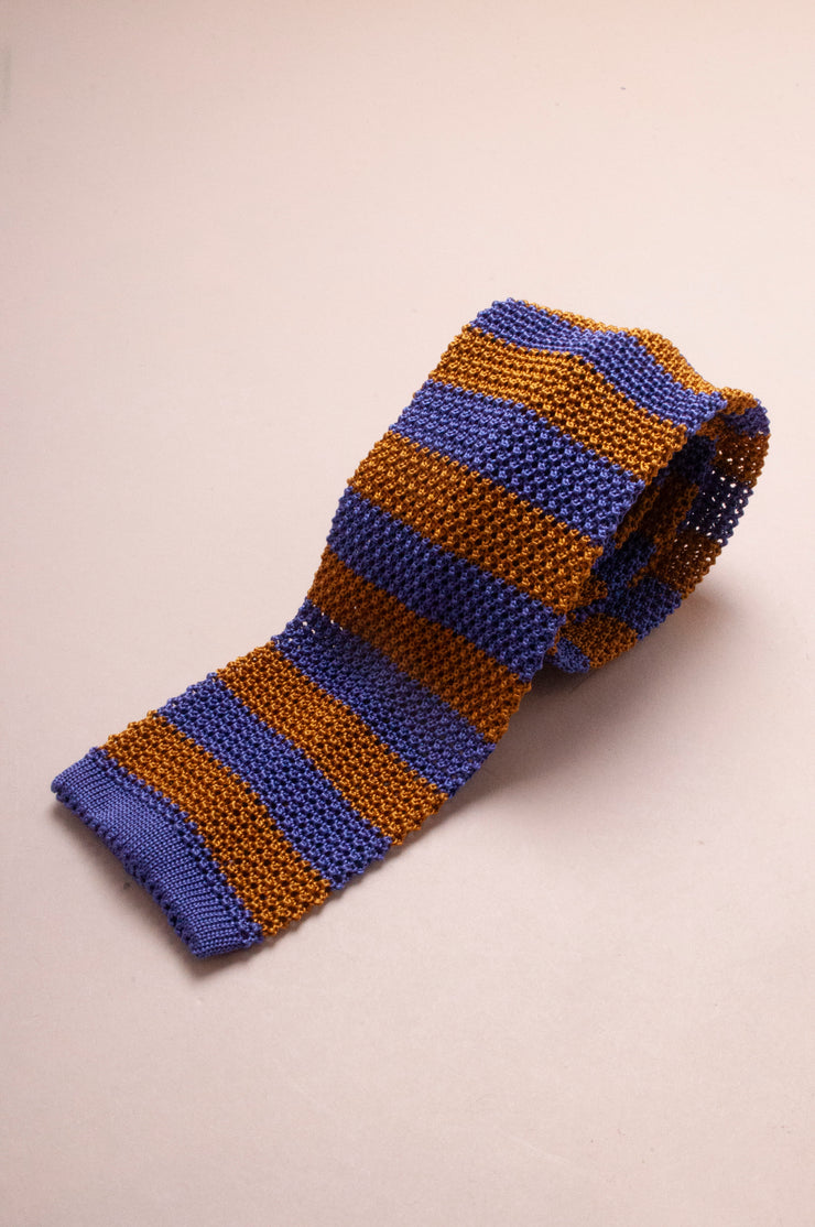 Purple and Gold Knitted Silk Tie