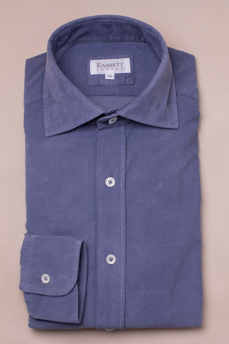 Military Blue Baby Cord Shirt