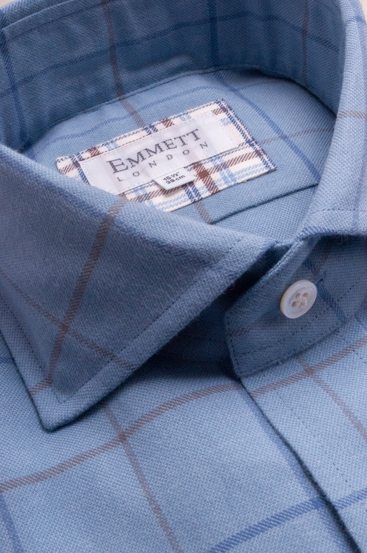 Blue Window Pane Check Shirt