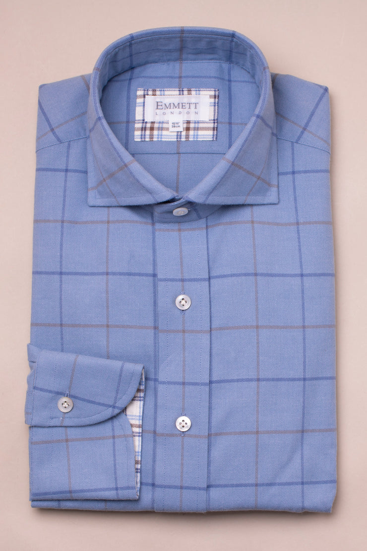 Blue Window Pane Check Shirt