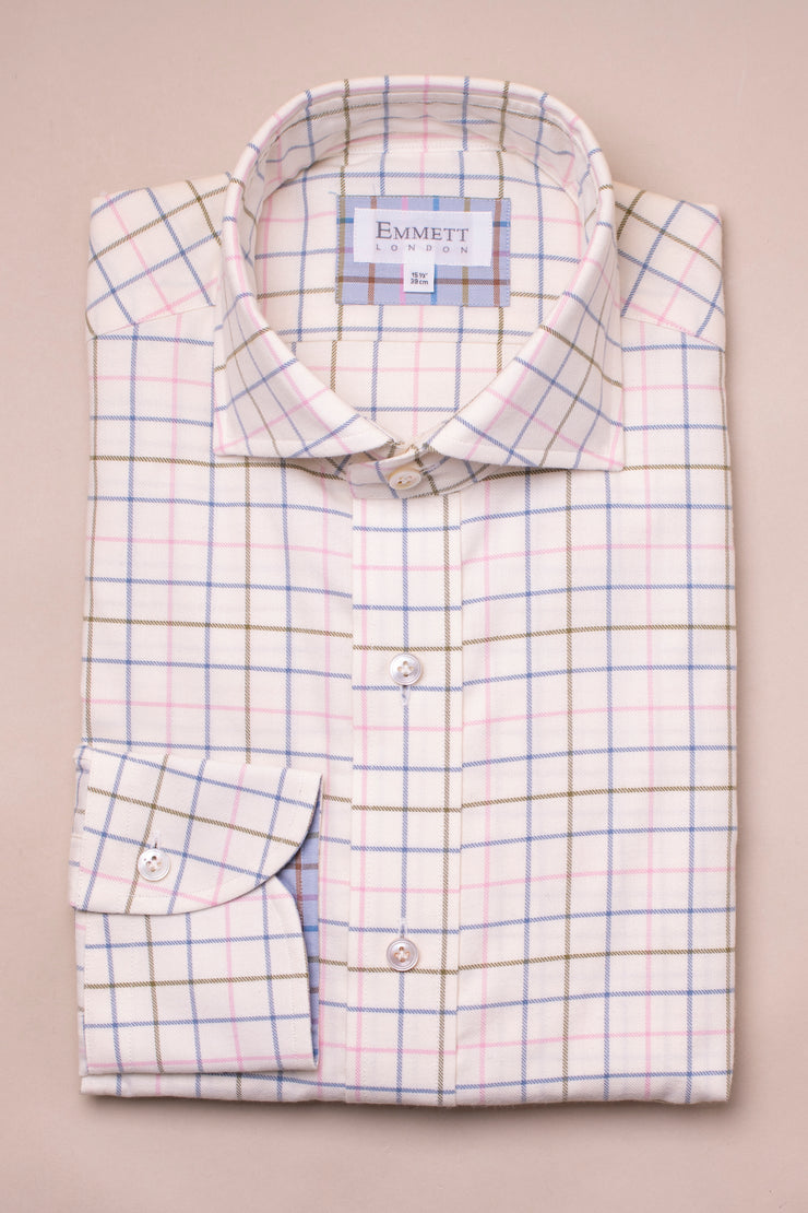 White And Blue Country Check Shirt