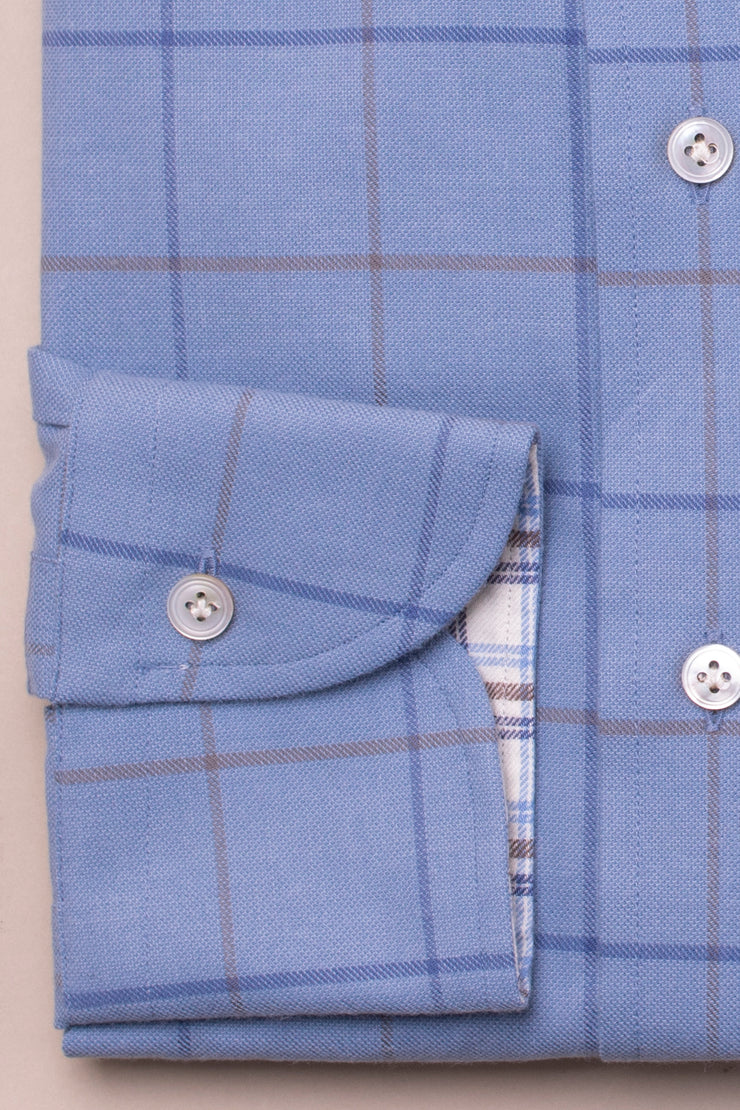 Blue Window Pane Check Shirt