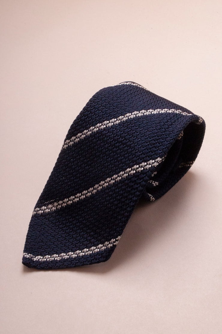Fine White Striped Silk Grenadine Tie