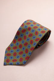 Green And red Silk Design Tie