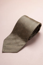 Green With Yellow Polka Dort Silk Tie