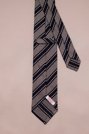 White On Navy Silk Grenadine Tie