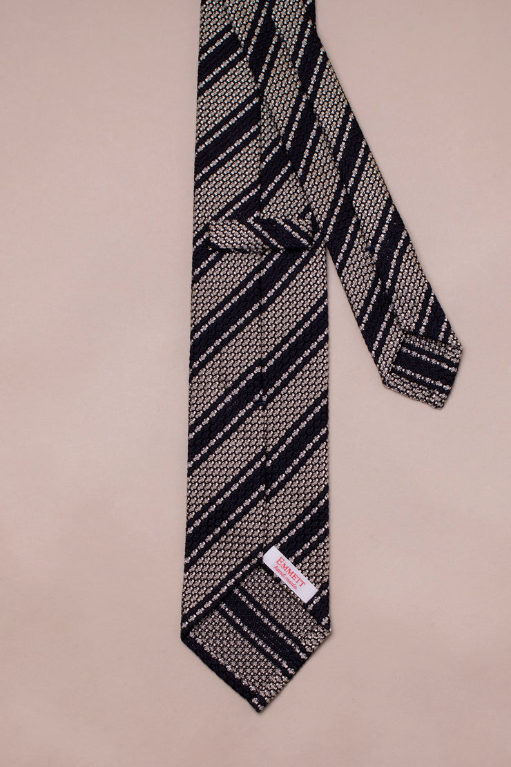 White On Navy Silk Grenadine Tie