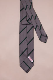 Silver And Green Stripe Silk Tie
