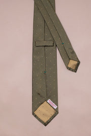 Green With Yellow Polka Dort Silk Tie