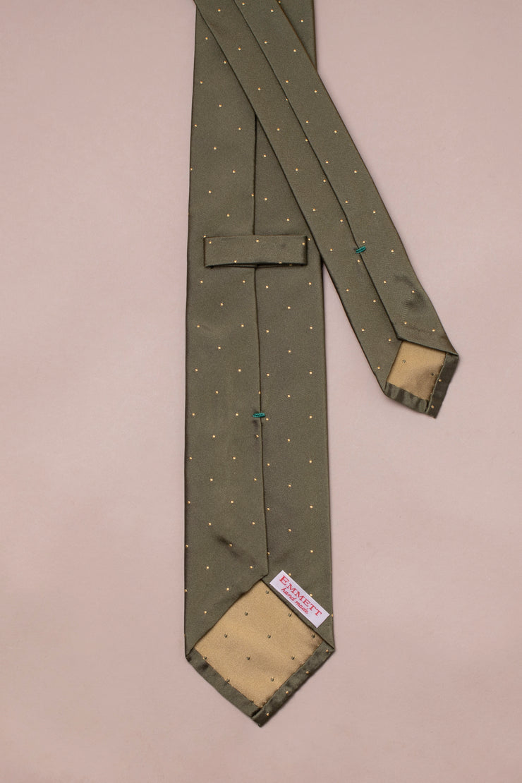 Green With Yellow Polka Dort Silk Tie