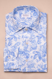 Light Blue Floral Linen Shirt