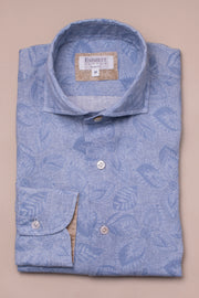 Soft Blue Floral Design Shirt