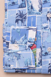 Blue Sea Printed Linen Shirt