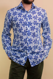 Blue Polka Dot Floral Shirt