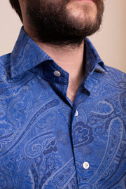 Dark Blue paisley Print Shirt