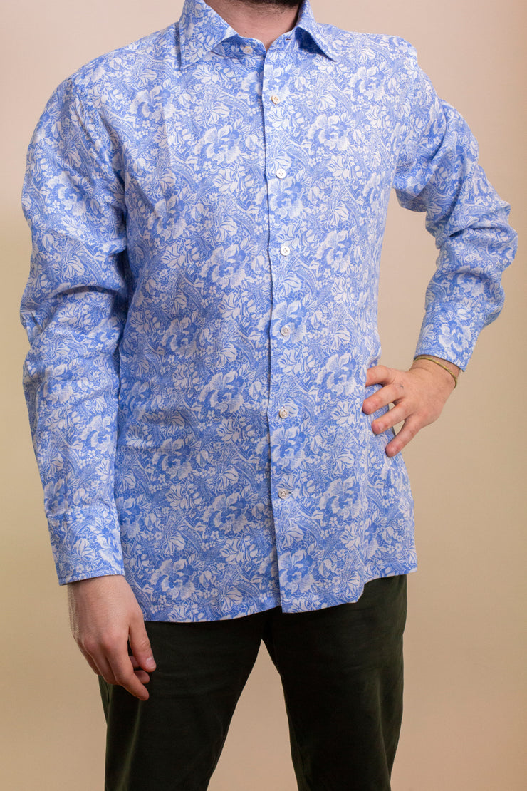 Blue Printed Linen Shirt