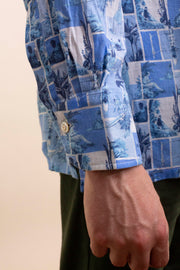 Blue Sea Printed Linen Shirt