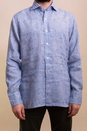 Soft Blue Floral Design Shirt