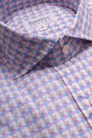 Blue With Brown Dot Pattern Shirt