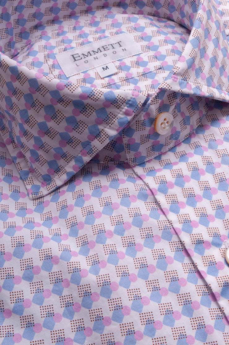 Blue With Brown Dot Pattern Shirt