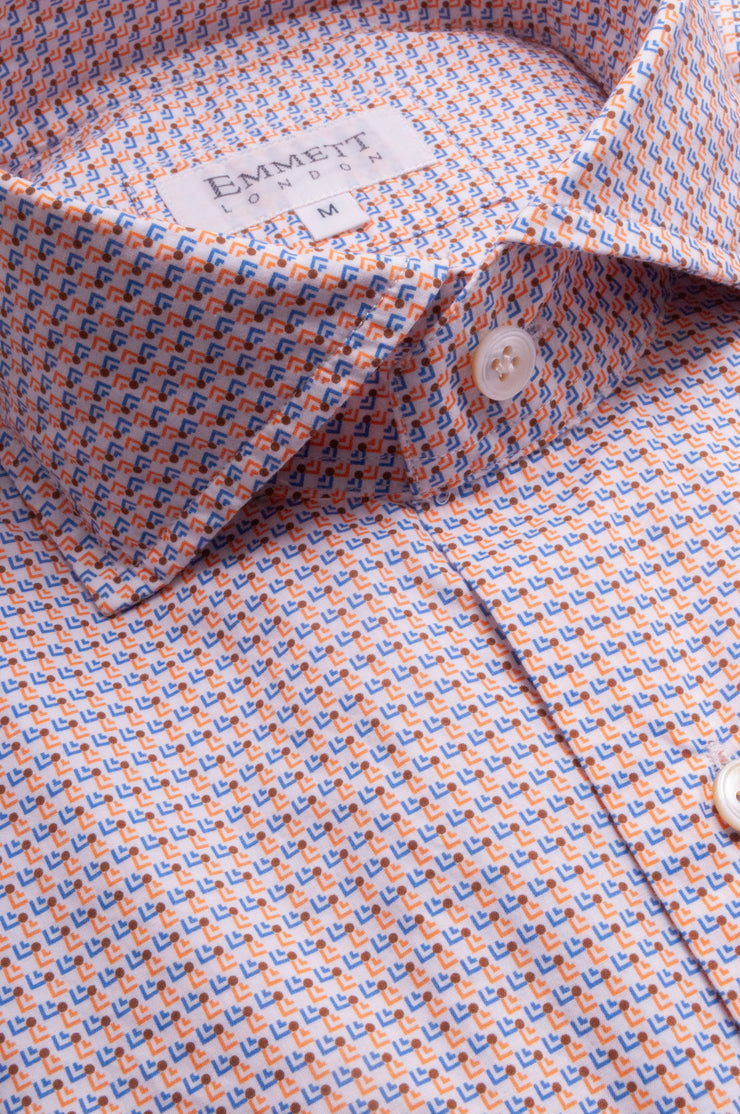 Orange And Blue Micro Print Shirt