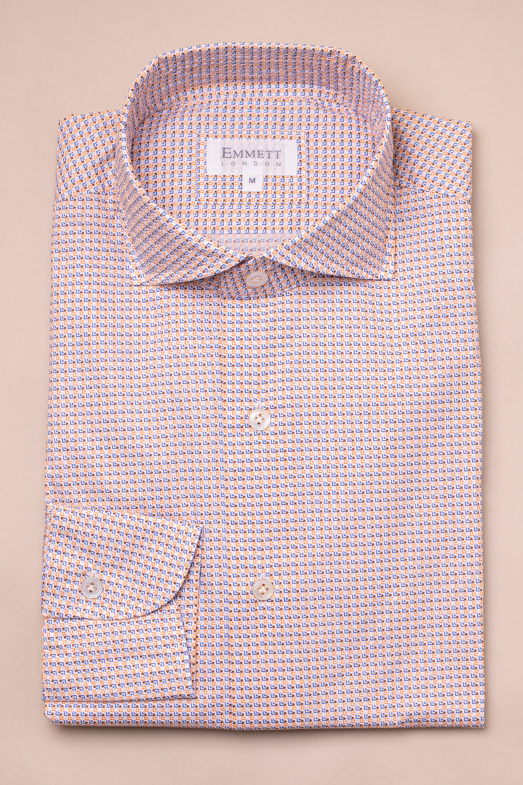 Orange And Blue Micro Print Shirt