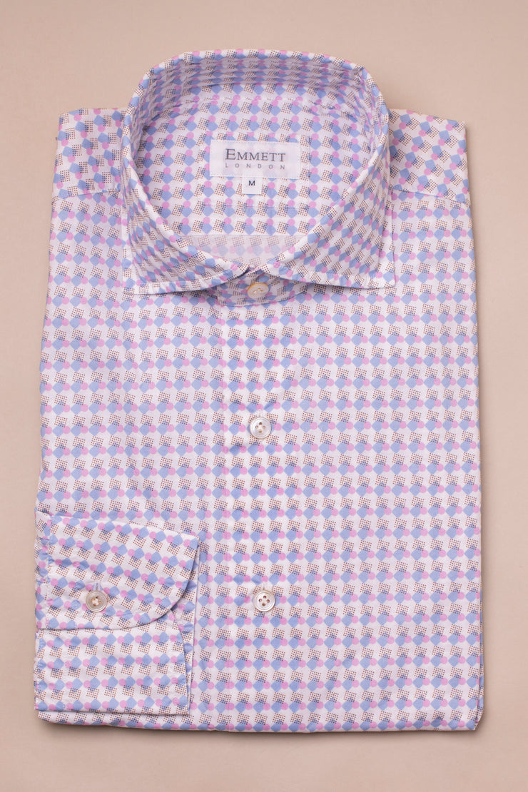 Blue With Brown Dot Pattern Shirt