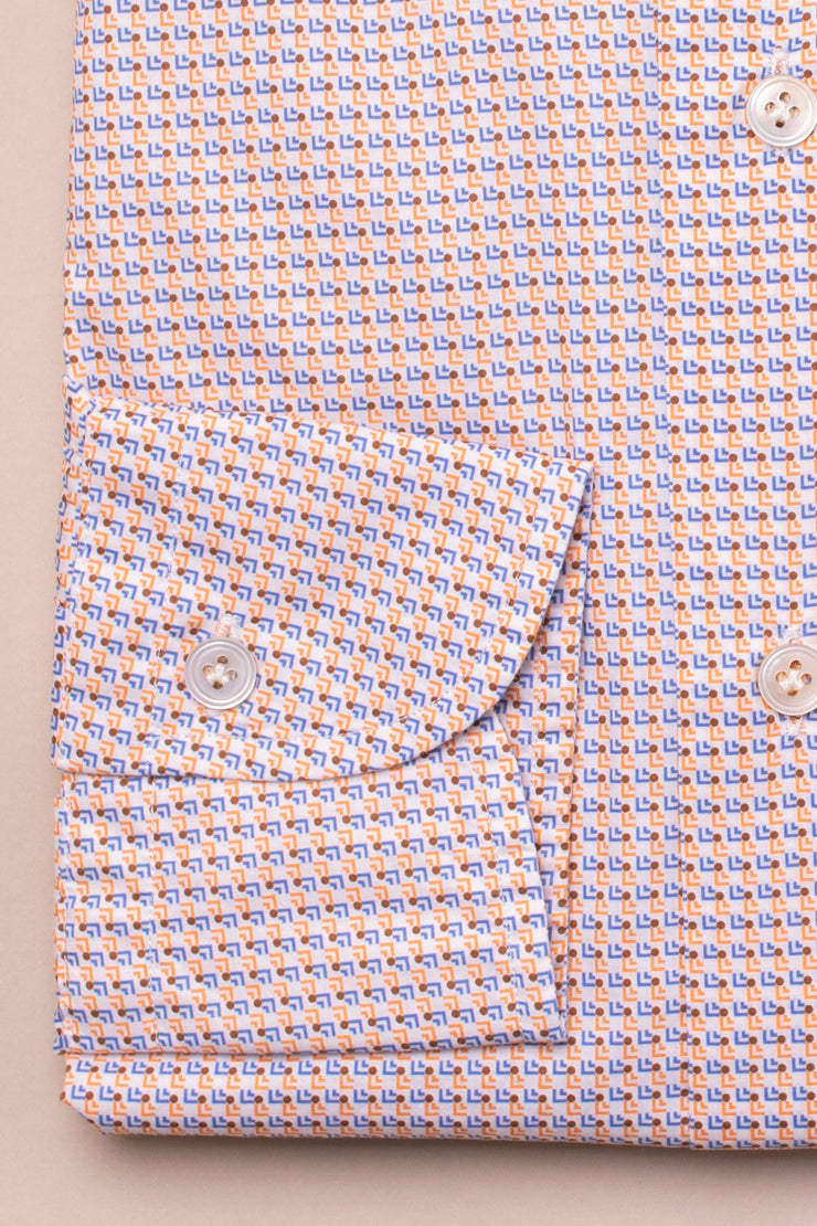 Orange And Blue Micro Print Shirt