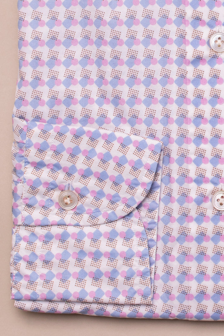 Blue With Brown Dot Pattern Shirt