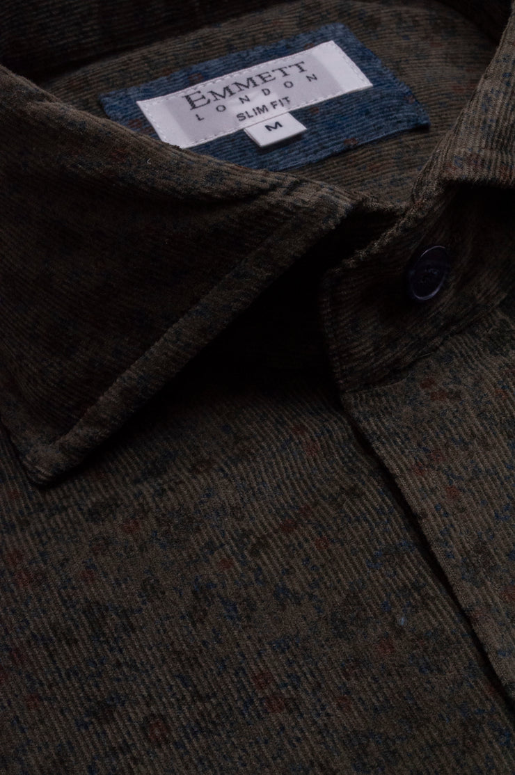 Dark Green Cord Printed Shirt