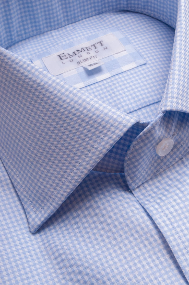 Blue Micro Gingham Shirt