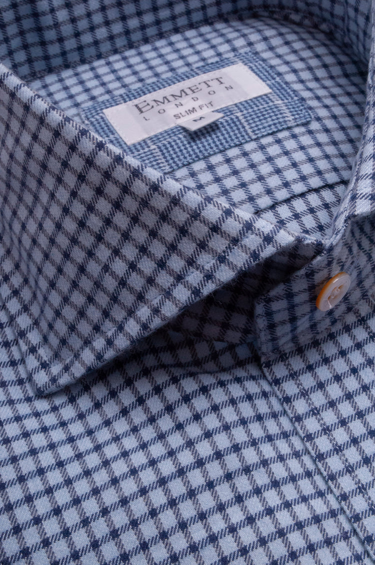 Small Navy Cotton Cashmere Check Shirt – Emmett London Small Navy Cotton Cashmere Check Shirt – Emmett London