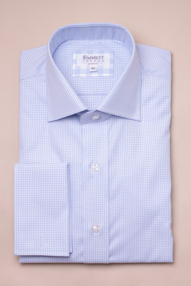 Blue Micro Gingham Shirt